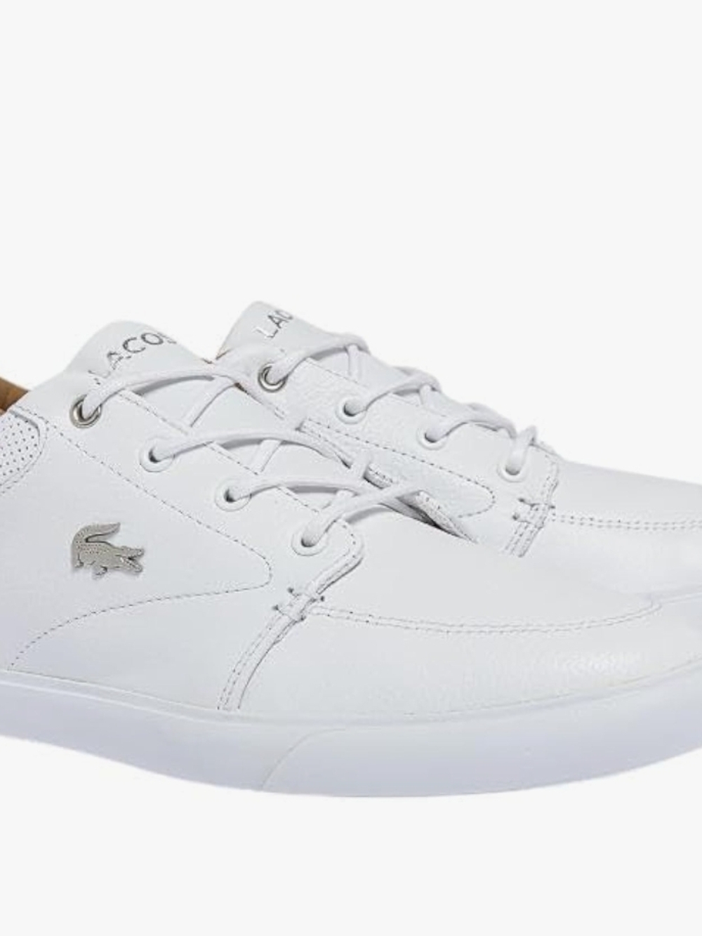 Lacoste Men's White Leather Lace-Up Sneakers